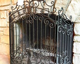 $250 - French Gothic Style Metal Fireplace Screen - 45" x 40"