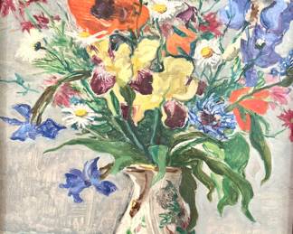 $180 - Floral Still Life Oil on Board - 24 x 28