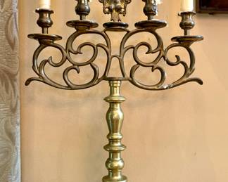 $1200. 18th century brass candelabra from occupied Warsaw. 18" x 13"