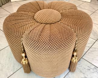 $350. Round upholstered ottoman. 35" round, 23" high