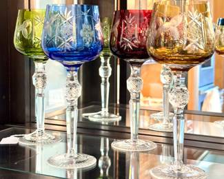 $120 Set of four handcrafted crystal wine glasses made in Poland; 3L x 9H