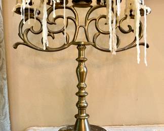 $1200. 18th century brass candelabra from occupied Warsaw. 18" x 13"