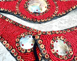 $130; hand-beaded shell and coral belt