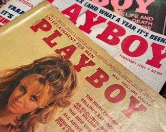$6 each; vintage Playboy Magazines, 1970s-1980s