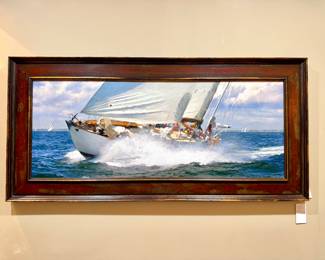 $3600. Stephen Sebastion original painting titled "Wind Sailing" 2008. Painting 45" x 18". Framed 53" x 2" x 25"