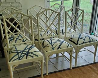 Cute Set of White Lattice Back Dining Chairs