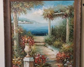 Large Painting Featuring Hanging Gardens Scene