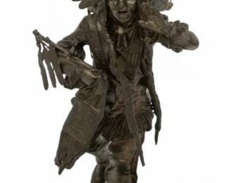Lot 1053 | After Carl Kauba (Austrian, B. 1865-1922) Patinated Bronze Sculpture, 'Indian Chief', H 11.5" W 5" Depth 5.25"