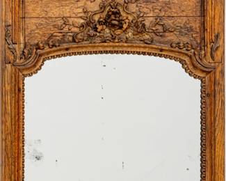 Lot 1073 | Country French Carved Oak Wall Mirror 18th C., H 50" W 31"