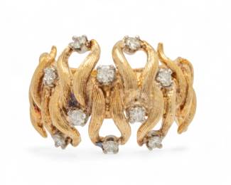 Lot 11 | Diamond And 14kt Gold Ring, LJ Design 5.5 8 g