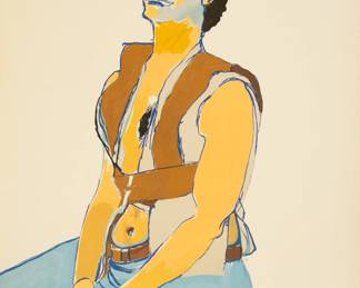 Lot 1002 | Alice Neel (American, 1900-1984) Lithograph in Colors on Wove Paper, 1980, 'Man in Harness', H 36" W 27.5"