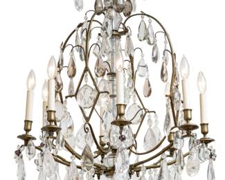 Lot 66 | French Rock Crystal And Crystal Eight Light Chandelier 1910-1920, H 33" Dia. 26"