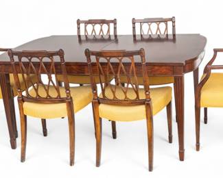 Lot 1086 | Grand Rapids Sheraton Style Mahogany Dining Room Table And Six Chairs Mid 20th C., H 31" W 43" L 64" 7 PCS