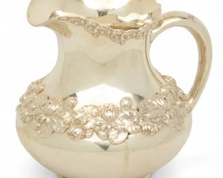 Lot 82 | Gorham Sterling Silver Water Pitcher, 4 1/2pint, Waterlily Motif H 8" W 8" 27 t oz