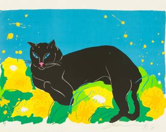 Lot 1013 | Walasse Ting (American/chinese, B. 1929-2010) Lithograph in Colors on Wove Paper, 1981, 'Black Cat', H 18" W 27"