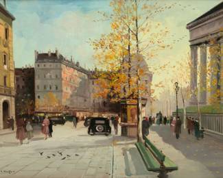 Lot 1028 | Constantin Kluge (Russian/French, 1912-2003) Oil on Canvas 'Place De La Madeleine', H 19.5" W 27.5" Frame Size: H 27" W 34"