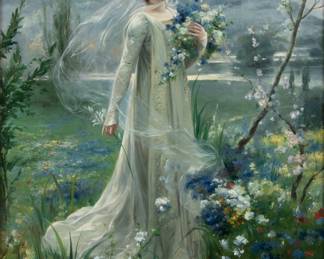 Lot 1026 | V.L. Ascoli (Italian) Oil on Linen with a Panel Backing Board Late 18th Century/ Early 19th Century, 'Ophelia', H 41.75" W 27"