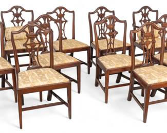 Lot 1060 | English Hepplewhite Period And Style Dining Chairs 18th And 20th C., H 36.5" W 21" Depth 20.5" 10 PCS