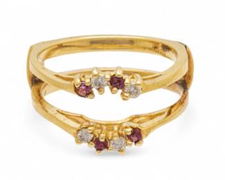 Lot 41 | 14k Yellow Gold, Ruby, And Diamond Ring Jacket 5.5