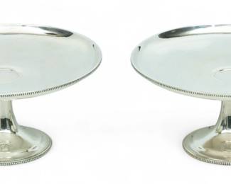 Lot 80 | Arthur Stone (Gardner, Mass., 1847-1938) Sterling Silver Hand Wrought Dessert Compotes 1920, H 4" Dia. 8" 28 t oz 1 PAIR