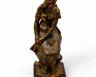 Lot 1057 | After Auguste Moreau (French, B. 1834-1917) Patinated Spelter Sculpture 1900-1915, 'Butterfly Maiden', H 29" W 10" Depth 10"