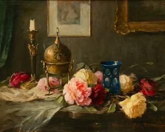 Lot 1027 | Adrienne Henczné Deák (Hungarian, 1890-1956) Oil on Canvas, 'Still Life with Roses', H 23.75" W 31.25" Frame Size: H 28.75" W 36.5"