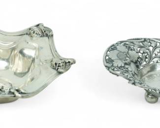 Lot 92 | Frank Whiting Co Sterling Silver Art Nouveau Bowl & 800 Silver Openwork Bon Bon Dish, on Ball Feet W 5" L 7" 3 t oz 2 PCS