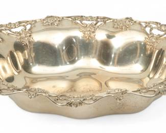 Lot 89 | Gorham Sterling Silver Oval Centerpiece, Openwork Border 1899, W 9" L 10" 14 t oz