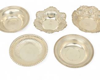 Lot 90 | Sterling Silver Bon Bon Dishes, Lot of 5 Dia. 7.5" 16 t oz 6 PCS