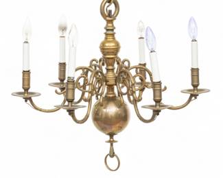 Lot 69 | English Brass Six Light Chandelier Early 19th C., H 24" Dia. 25"