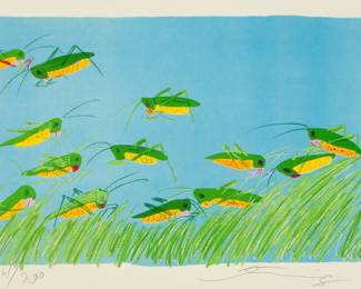 Lot 1015 | Walasse Ting (American/chinese, B. 1929-2010) Lithograph in Colors on Wove Paper, 1981, 'Busy Bodies Grasshoppers', H 17.75" W 26.25"