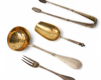Lot 79 | Antique Russian Silver Presentation Tea Serving Utensils 5.62 t oz 4 PCS