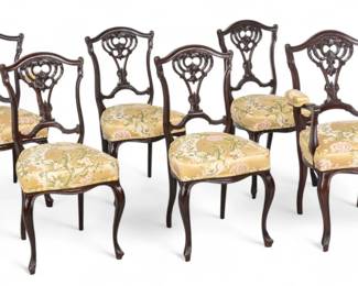 Lot 1061 | English Victorian Mahogany Parlor Chairs 19th C., H 35.5" W 18" Depth 18" 6 PCS