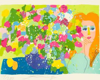 Lot 1014 | Walasse Ting (American/chinese, B. 1929-2010) Lithograph in Colors on Wove Paper, 'Woman with Vase', H 17.75" W 26"