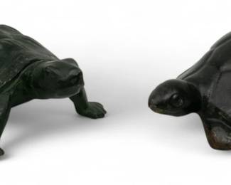 Lot 1058 | Cast Iron Sea Turtle And Tortoise Door Stops H 3" W 5.5" L 9" 2 PCS
