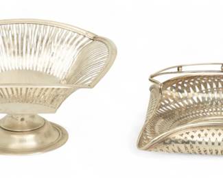 Lot 91 | Spaulding & Co Sterling Silver Compote And Woodside Sterling Co Basket 1940, H 6" W 6" 18 t oz 2 PCS