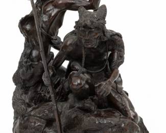 Lot 1051 | Rusty Phelps (American) Original Bronze Sculpture, Ca. 1975, 'The Hunt', SN: #7/15, H 15" W 10.5" L 14"