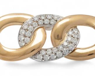Lot 16 | Three Link 14kt Gold And Diamond Brooch 1950, W 2.5" 13 g