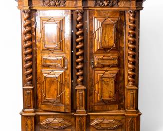 Lot 1078 | Alsatian Carved Burl Walnut Armoire/dry Bar, Ca. 1740, H 89" W 84.25" Depth 30"