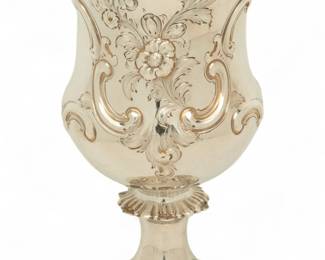 Lot 83 | George RIchards & Edward Brown (London) Sterling Silver Goblet Vase, 1860, H 8.2" Dia. 4.7" 11 t oz 1 PC