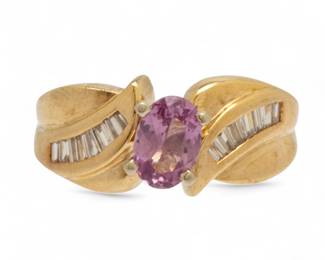 Lot 33 | 14k Yellow Gold, Natural Tourmaline, And Diamond Ring 6