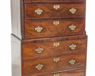Lot 1076 | English Georgian Mahogany Chest on Chest, Ca. 1780, H 71" W 41.5" Depth 21.5"