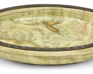Lot 71 | Bolin (Russian) Silver And Onyx Tray, 20th C., H 3.25" W 13.75" L 20"