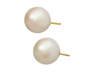 Lot 42 | South Sea Pearl (14.5 Mm) 18k Gold Posts, Stud Earrings, 2 PCS