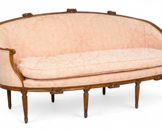Lot 1091 | Louis XVI Style Carved Walnut Settee, 20th C., H 36" L 78" Depth 31"