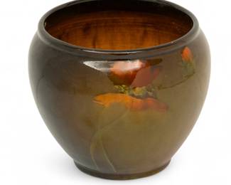Lot 1038 | Louwelsa Weller Art Pottery Small Vase #211, Red Poppies H 5" Dia. 5"