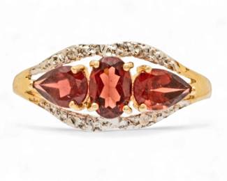 Lot 56 | Pyrope Red Garnet And 10k White And Yellow Gold Ring 6.5