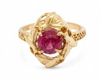Lot 37 | 14k Yellow Gold And 2.76ct Rubellite Tourmaline Hummingbird Ring 6
