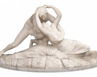 Lot 1041 | After Antonio Canova (Italian) Carved Marble Sculpture Psyche Revived by the Kiss of Love H 16.75" L 32" Depth 12.5"