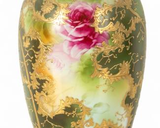 Lot 97 | Nippon (Japanese) Hand Painted Porcelain Vase, Red Roses 1900, H 14"